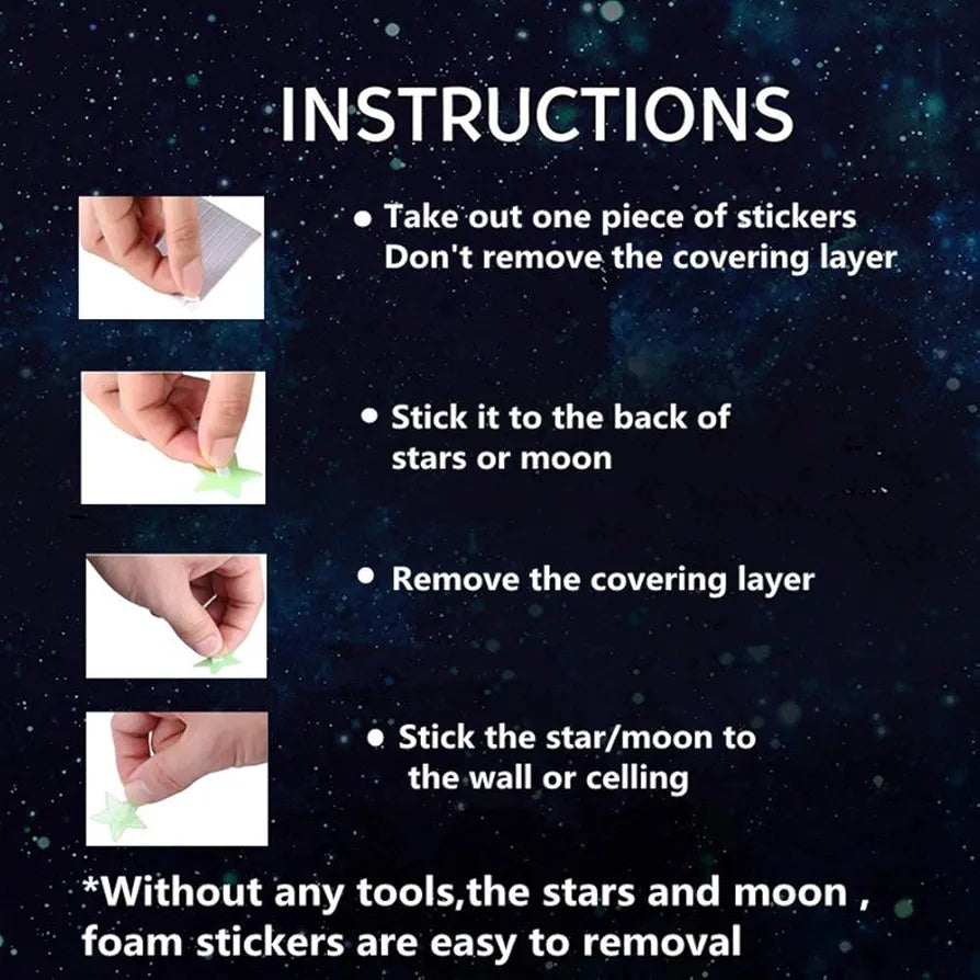 Rangoli Radium Stars Ceiling & Wall Decoration for Kids Room Glow in Night Stickers Design-7