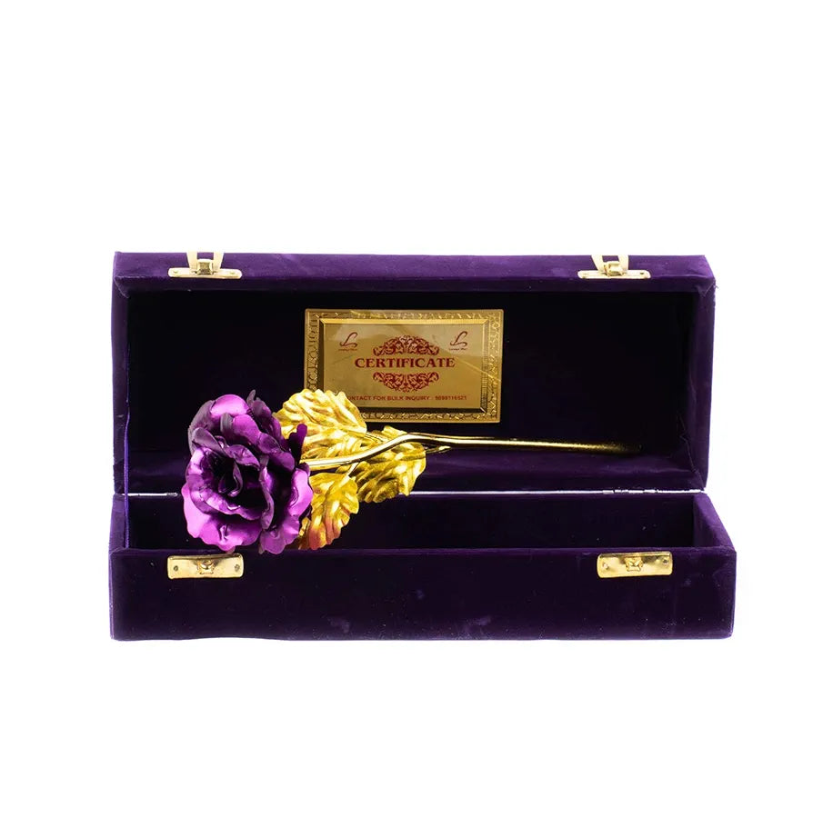 Forever Purple Rose Artificial Flower with Velvet Box Purple