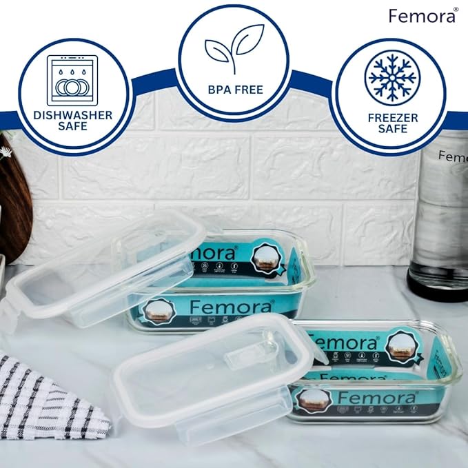 Femora Borosilicate Glass Containers for Kitchen | Storage Box for Kitchen With Air Vent Lid | Set of 1 | 2200 Ml