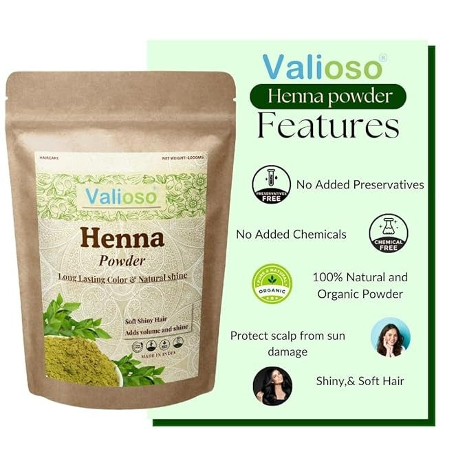 Valioso Pure Henna Powder for Hair Colour (Mehandi) for Hair - 100 gms