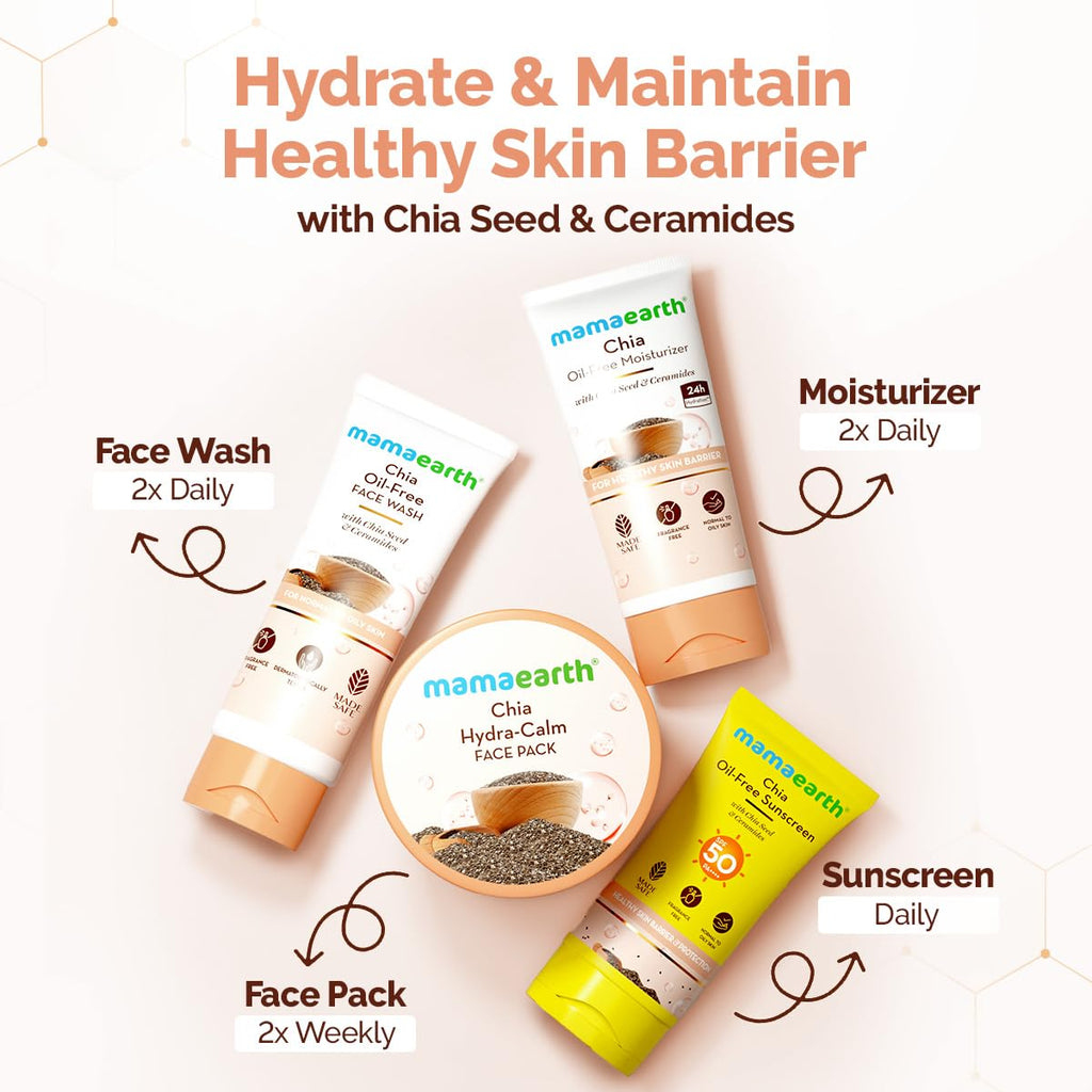 Mamaearth Chia Hydra-Calm Face Pack With Chia Seed & Ceramides For Healthy Skin Barrier-200G,Diy-Like Texture,Instant Hydration & Glow,Gel Cream Cooling Mask,Free From Harmful Chemicals,All Skin Types