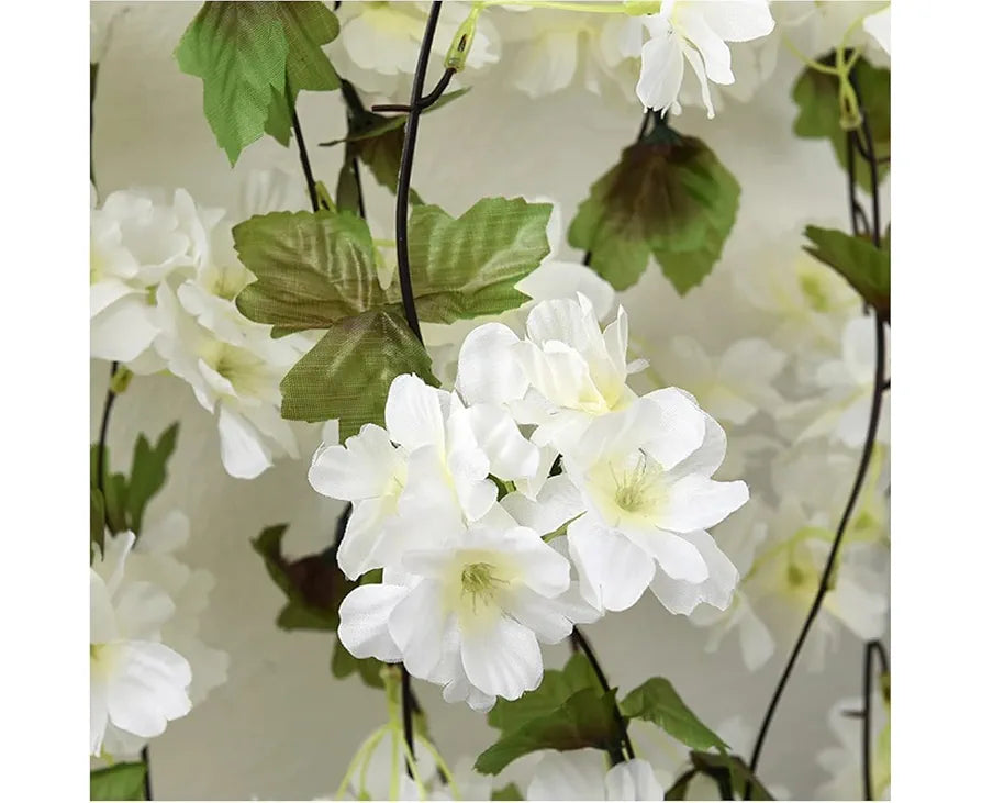 Artificial Cherry Blossom Rattan Flowers Vine White
