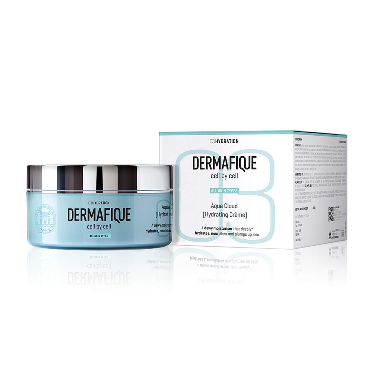 Dermafique Aqua Cloud Hydrating Crème 200g | Weightless & Non-greasy |Plumps, Improves Elasticity & Barrier,Anti-Ageing|Dry, Oily, Normal Skin Moisturizer for summer| DermatTested on Indian Skin
