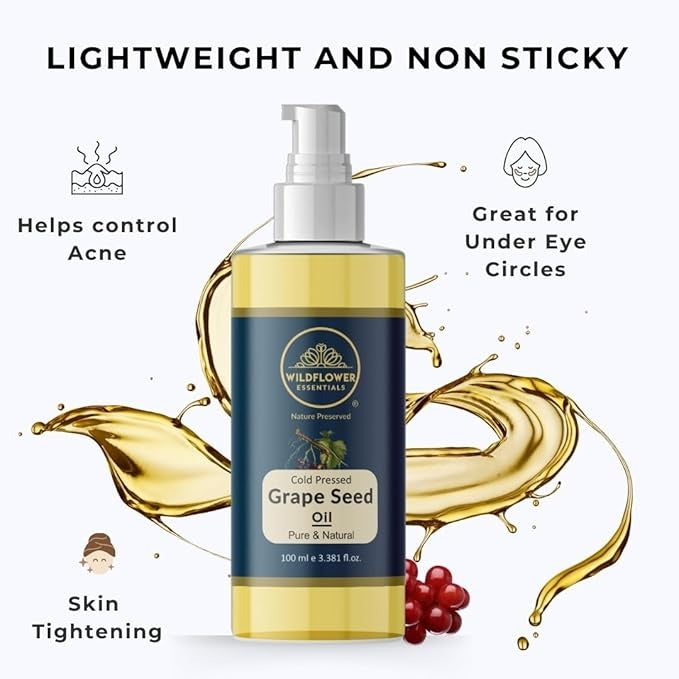 Wildflower Essentials Pure & Natural Grapeseed Oil Cold Pressed - 100 ml