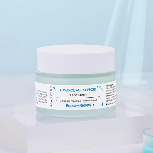 Glamveda 1% Copper Peptide & Hyaluronic Acid Moisturizer Cream- 50g | Reduces Fine Lines & Wrinkles Deep Moisturizing Face Cream | For Men & Women | All Skin Type