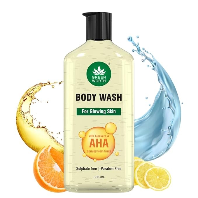 Greenworth Body Wash for Glowing Skin With Aha and Aloevera - 300 ml