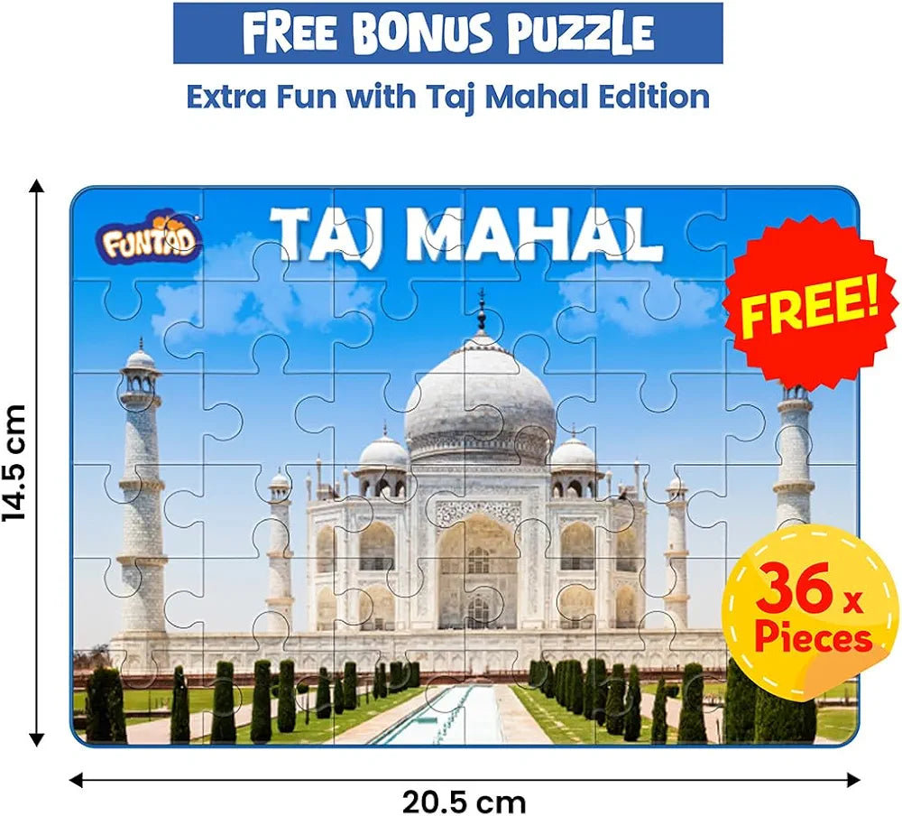 Funtad Roll N Seek India Map Educational Board Game & Puzzle Learn Indian Sate Capital and Interesting Facts State Shaped Puzzle for Boys & Girls Age 6-12 yrs