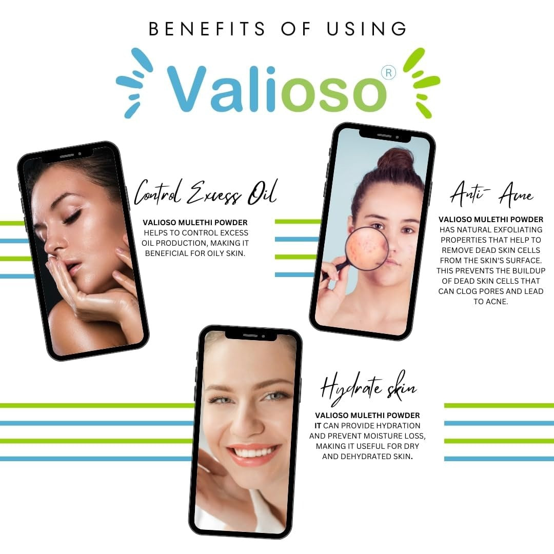 Valioso Mulethi Powder For Body Skin Face And Hair - 100 gms (Pack of 2)
