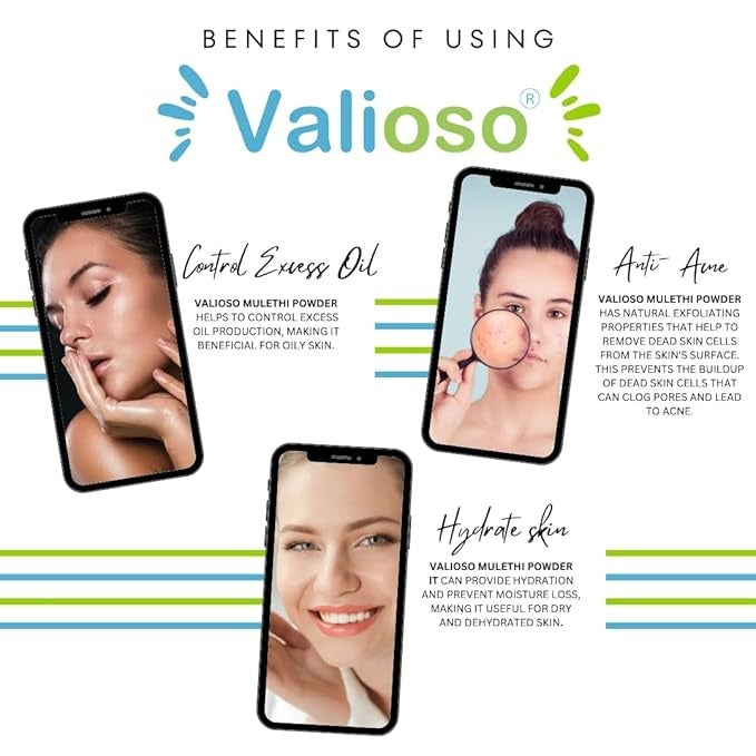 Valioso Pure Mulethi Powder For Face Skin And Hair - 100 gms