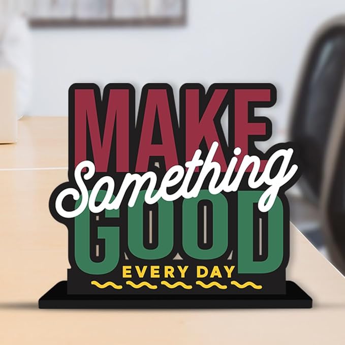 Artvibes Wooden Idols and Figurine Make Something Good Every Day Positive Quotes Table Decoration for Office Desk