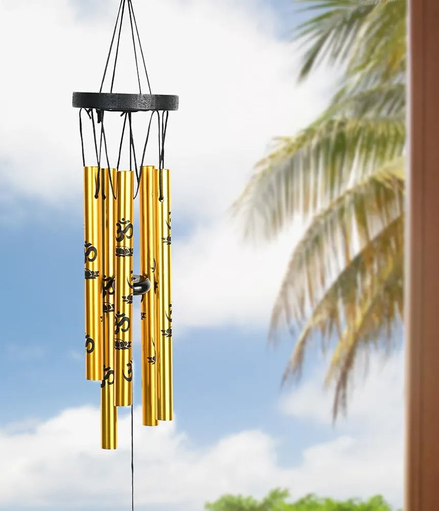 Wind Chimes Hanging Bells for Positive Energy Gold 5-Pipe Wind Chime -009