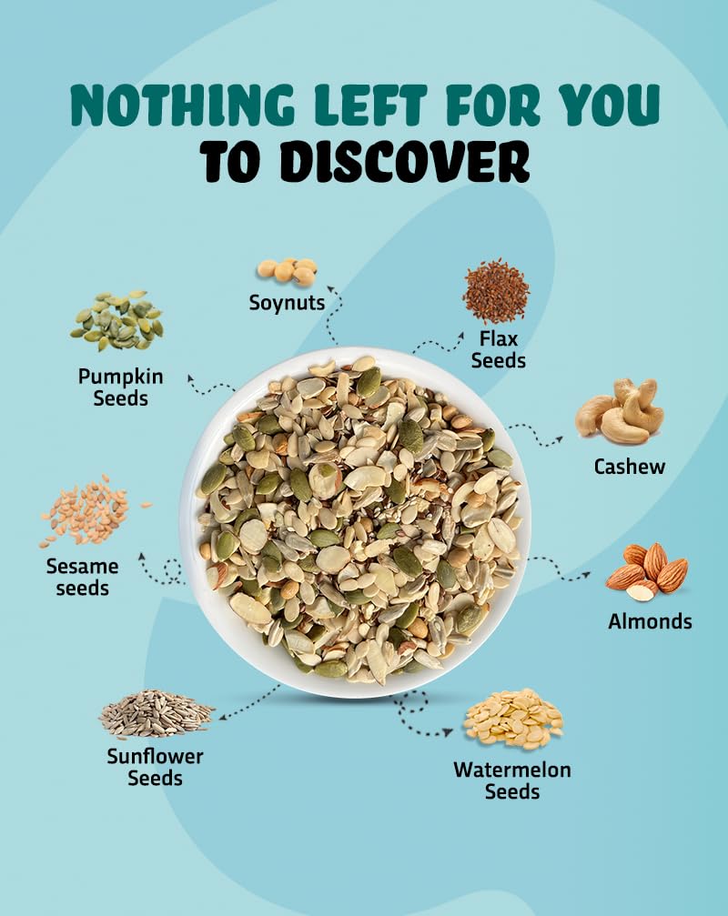 True Elements 8 in 1 Seeds and Nut Mix 250gm - Roasted Seeds | High Protein Snacks | Mix Seeds for Eating | Super seeds mix | Rich in Fibre and Protein | Diet Snacks