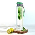 Cello Detox Fruit & Tea Infuser Glass Water Bottle| Wide Cap Sealed With Flip Top - 750 ml