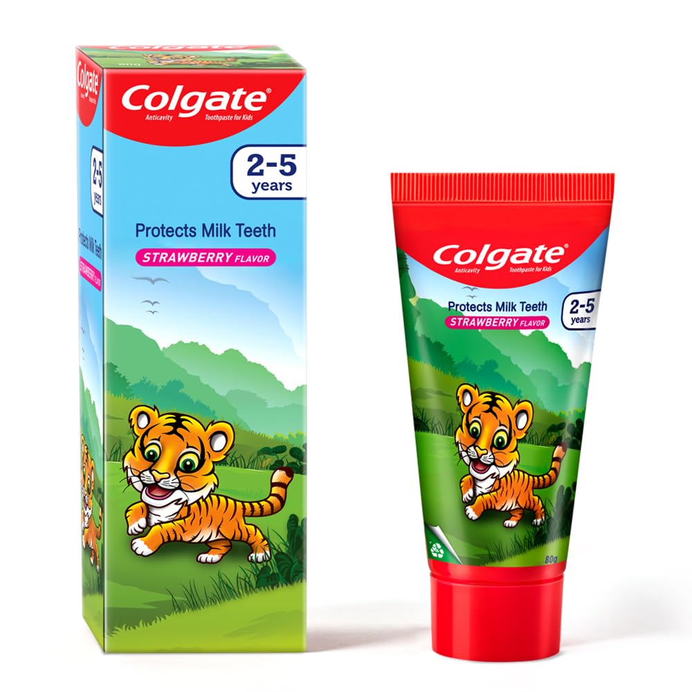 Colgate Kids Batman Manual Toothbrush (Pack of 3,Multicolor) & Colgate Kids Anticavity Toothpaste for 2-5 Years - 80gm (Strawberry flavour) COMBO