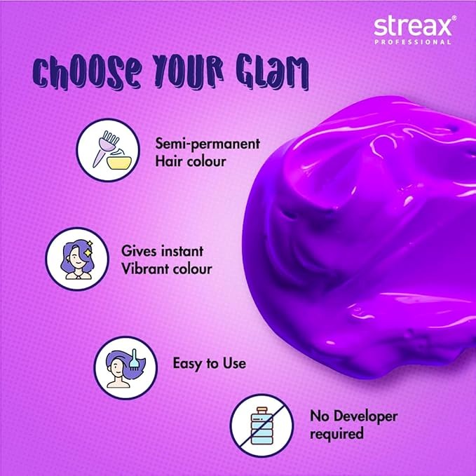 Streax Professional Hold And Play Funkey Colour - Crazy Violet - 100 gms