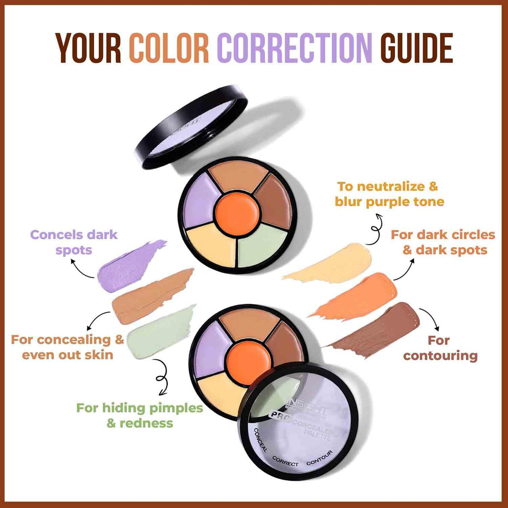 INSIGHT Pro Concealer Palette â€“ Shade Concealer | Makeup Wheel for Face | Satinâ€“Matte Finish | 3-in-1 Conceal, Contour & Correct | Waterproof | Full Coverage | 15gm
