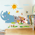 God & God's Jungle Cartoon Cute Animals Wall Sticker Multicolour