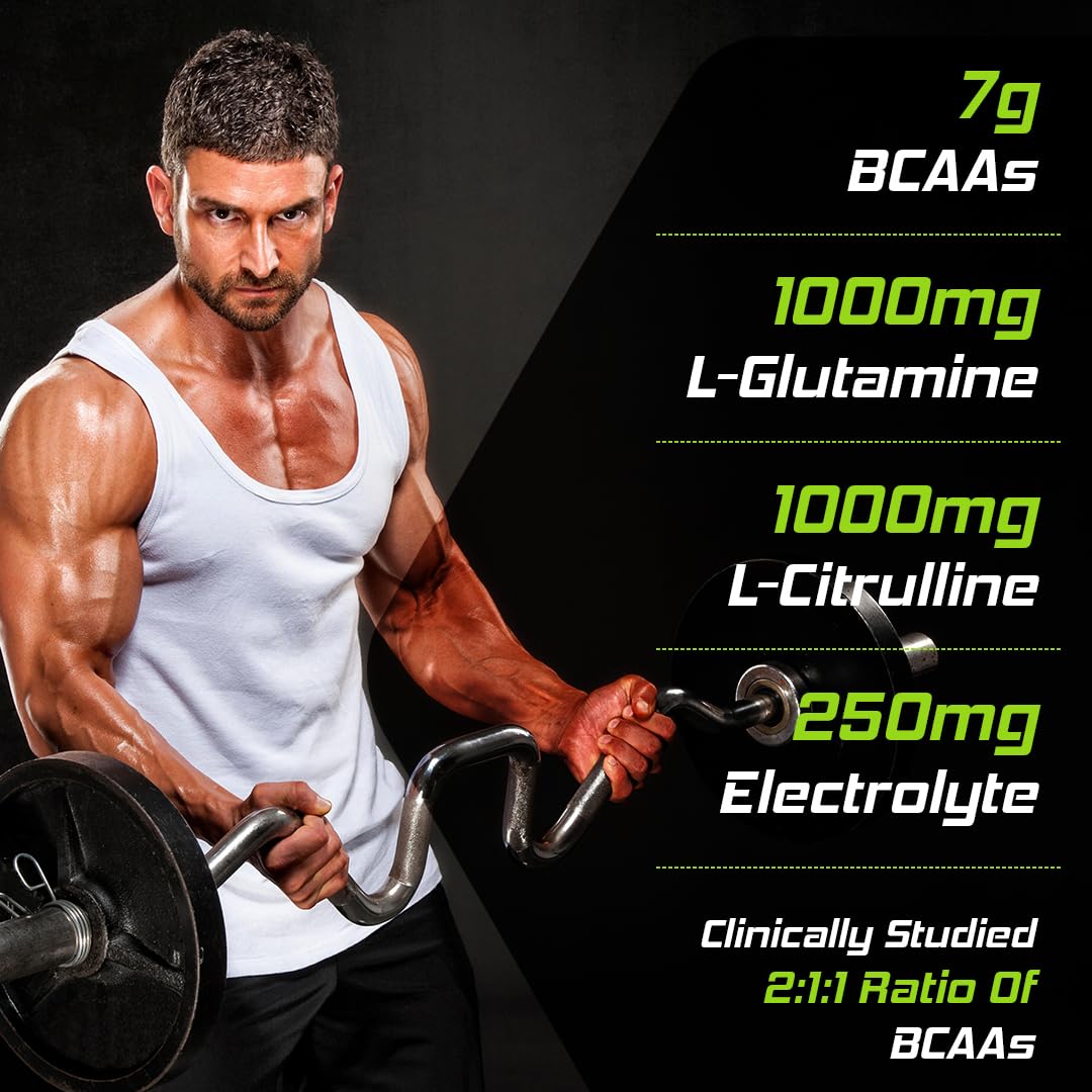 NATURYZ Instantized BCAA 7000 PRO |7G Vegan BCAAs | Glutamine | Citrulline | Electrolytes | 0 Added Sugar | Powerful Pre/Post & Intra Workout Amino for Lean Muscle Growth, Strength, Quick Re-Hydration & Instant Energy - 300g(Mango)