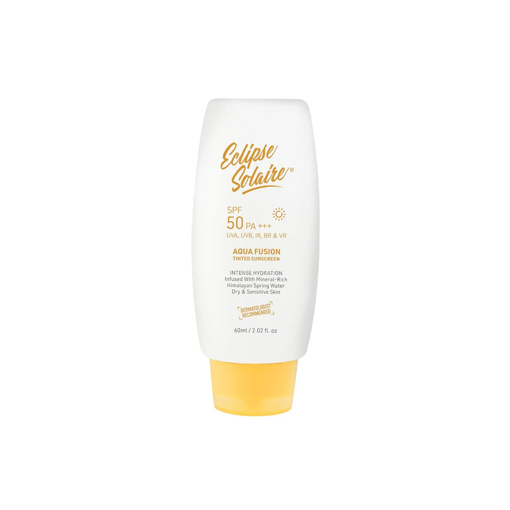 Eclipse Solaire Aqua Fusion Sunscreen SPF50 | 5X Protection with SPF 50 PA+++ | Infused with Himalayan Spring Water | Non-Greasy, For All Skin Types â€“ 60ml
