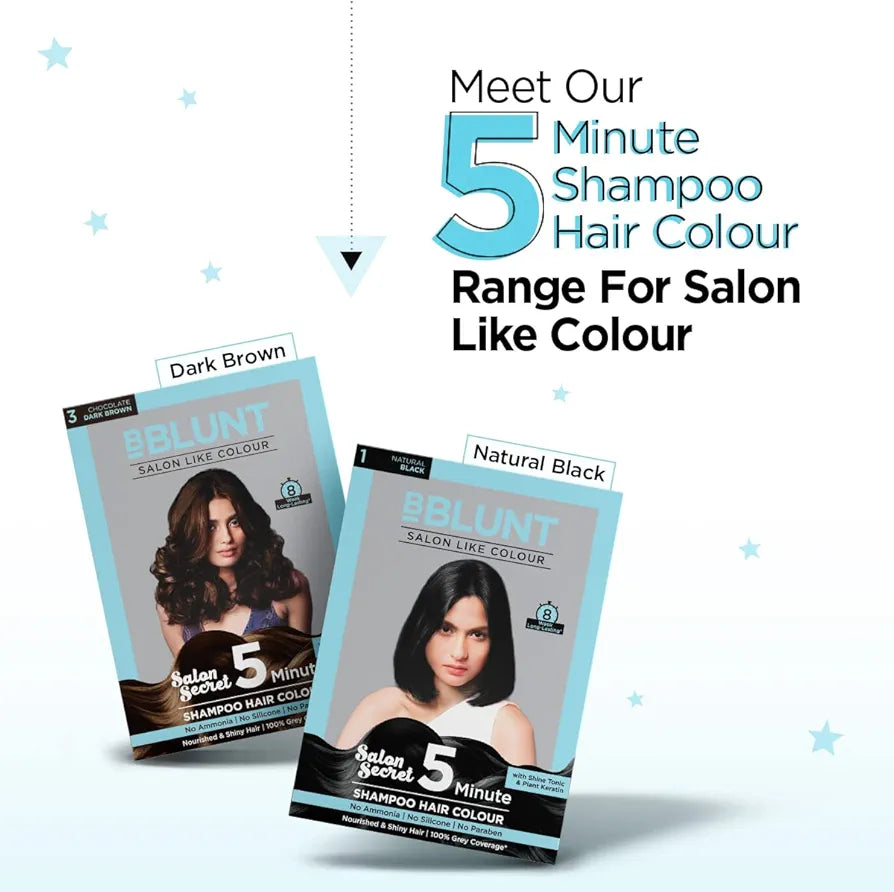 BBlunt Salon Secret 5 Minute Shampoo Hair Colour - 20 ml (Pack of 5)