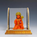 Golden and Orange Hanuman Ji Idol in Glass Box for Car Dashboard