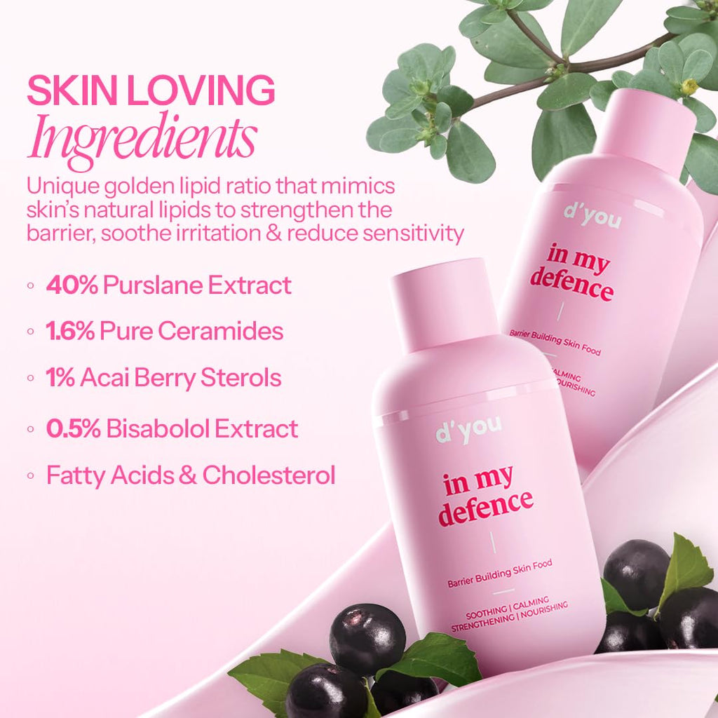 d'you In my Defence Lightweight Moisturiser for Intense Hydration with Ceramides for Men & Women | Non greasy cream for Dry, Oily & Combination Skin | Korean Skin Care Product | Cruelty Free | 50ml