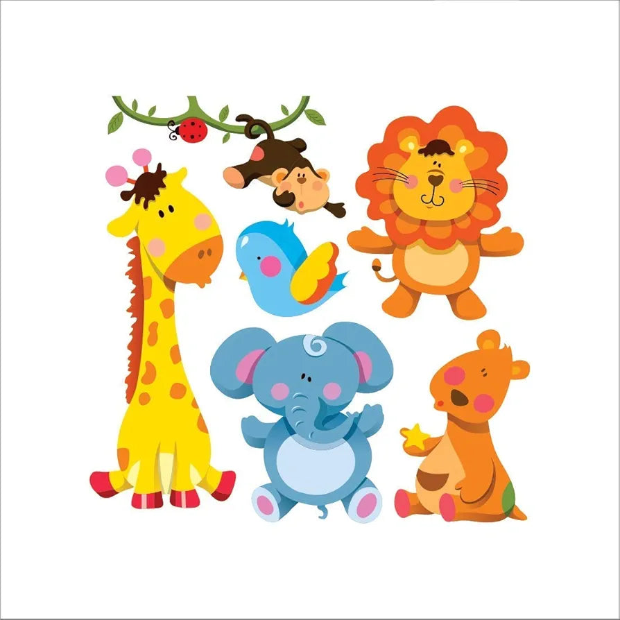 AH Decals Vinyl Wall Sticker Animated Lion Giraffe Elephant Animals Sticker Design 5