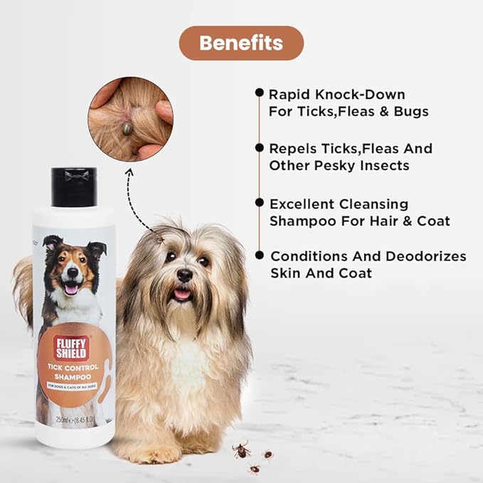 FluffyShield Tick Control Shampoo for Dogs & Cats | 250 Ml