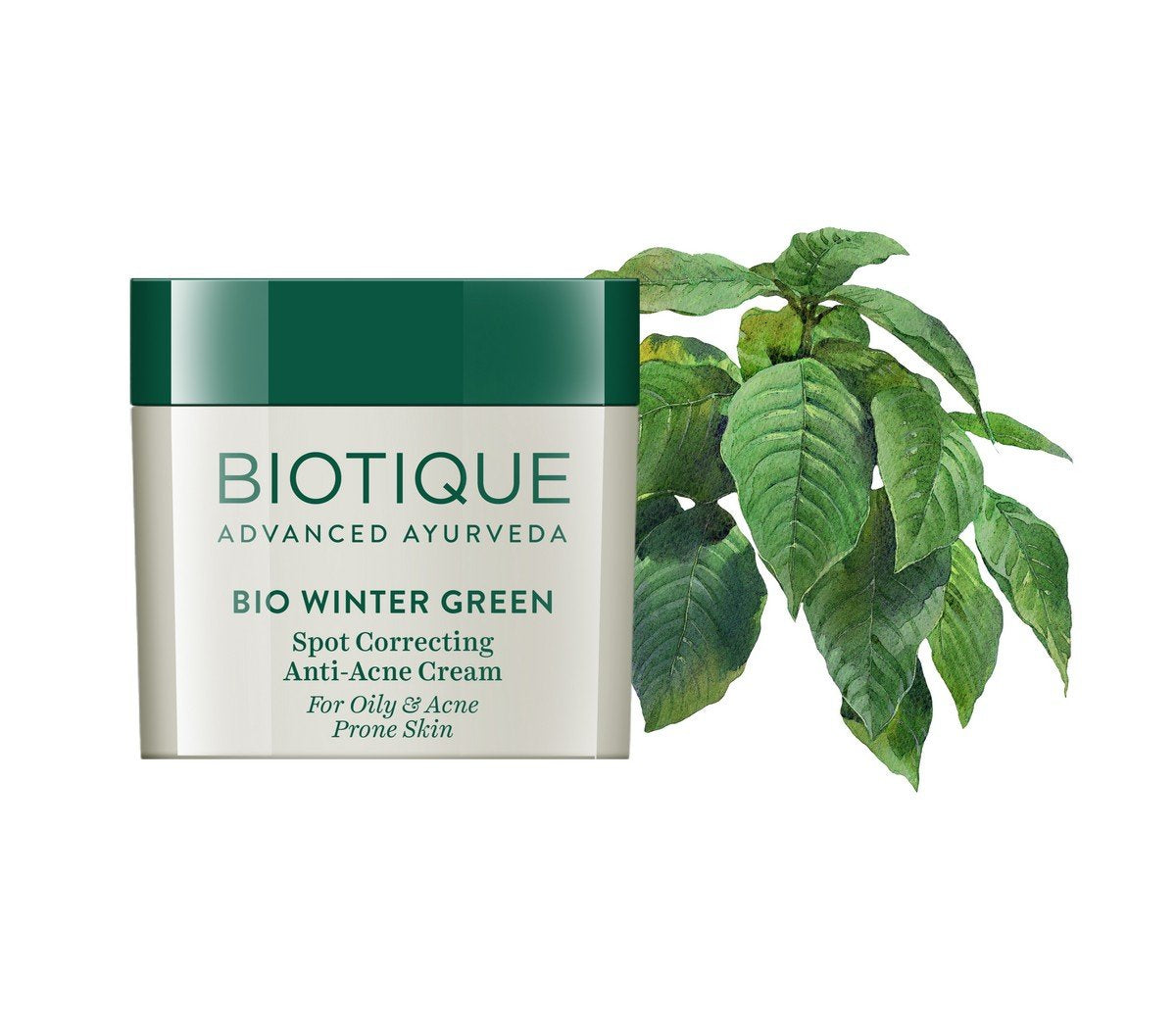 Biotique Bio Winter Green Spot Correcting Anti Acne Cream | Acne Control | Spot Correction Clears Blemishes |Enhances Skin Texture | 100% Botanical Extracts| Suitable for All Skin Types | 15G
