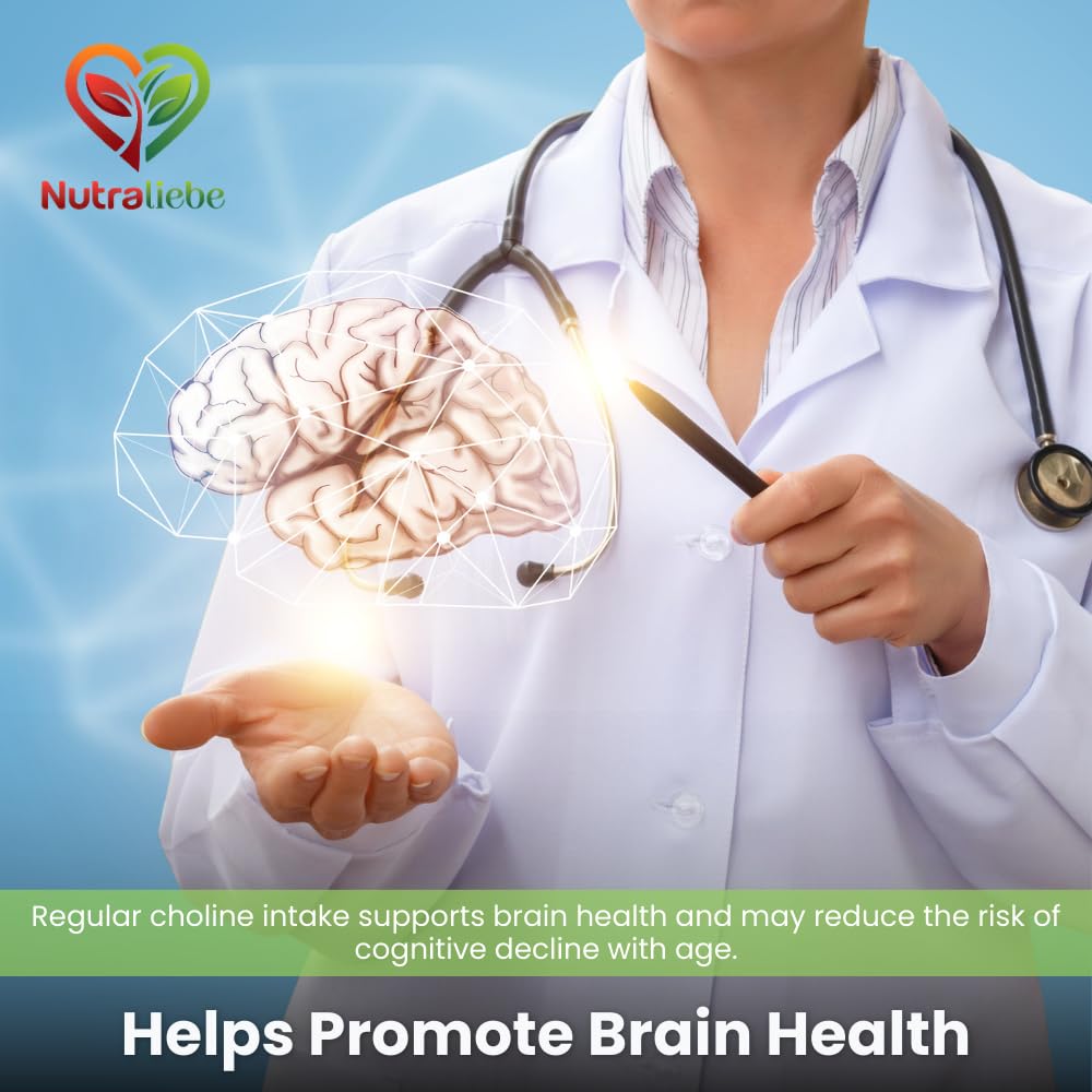 Nutraliebe Choline Bitartrate 550mg – 90 Capsules | Dietary Supplement for Daily Use | Non-GMO & Gluten-Free