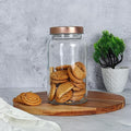 Femora Kitchen Storage Jars Clear Glass Jar With Steel Lid Air Tight Jar | 700 Ml | Pack of 4 | Golden Lid