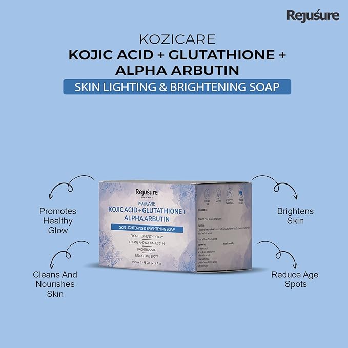 Rejusure Kojic Acid + Glutathione + Alpha Arbutin Soap - 75 Gms Each | Pack of 3