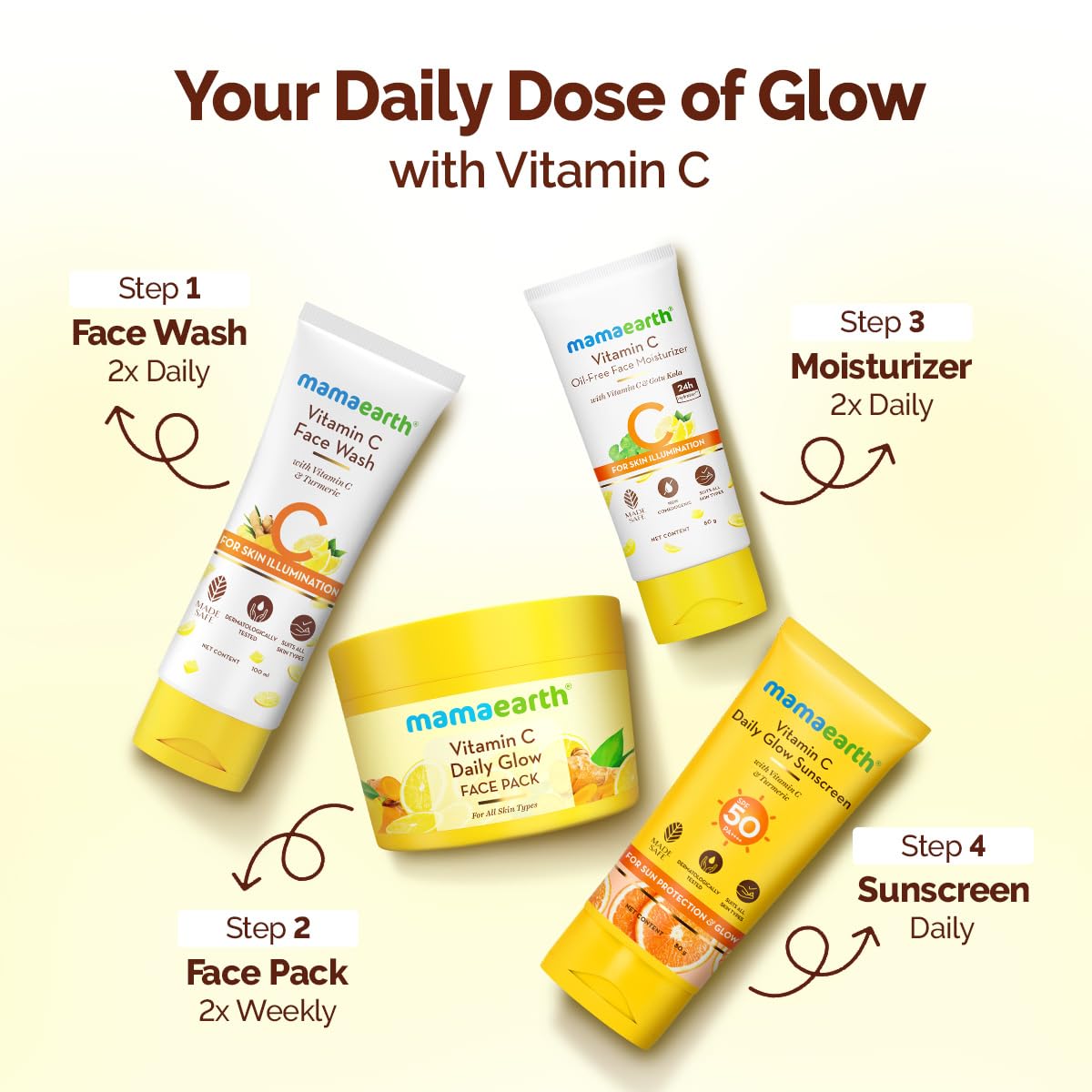 Mamaearth Vitamin C Daily Glow Face Pack with Vitamin C & Turmeric 200g | Natural, DIY-like Texture | Instantly Brightens Skin, Adds Glow | Clay Face Mask | Free From Harmful Chemicals | All Skin Type