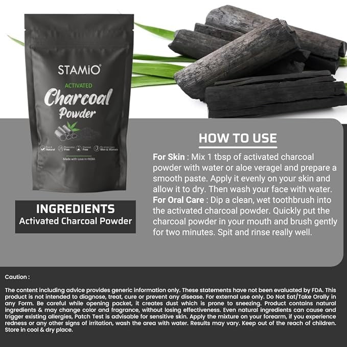 Stamio Activated Charcoal Powder - 250 gms