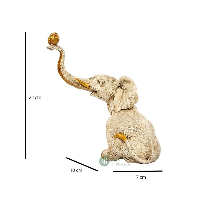 Indicast Resin Elephant Statue With Bird Sitting on Trunk Showpiece for Home Decor