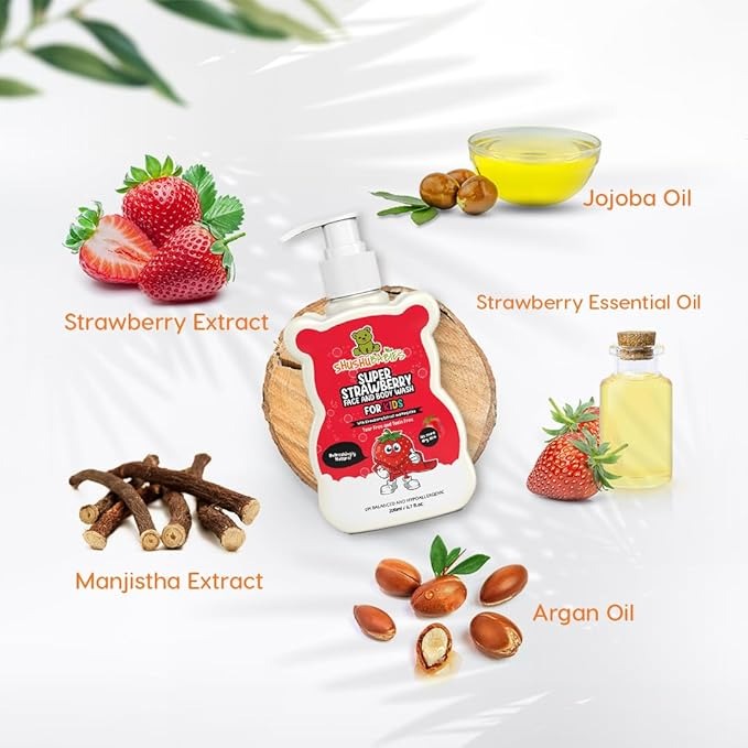 ShuShu Babies Super Strawberry Face and Body Wash - 200 ml (Pack of 2)