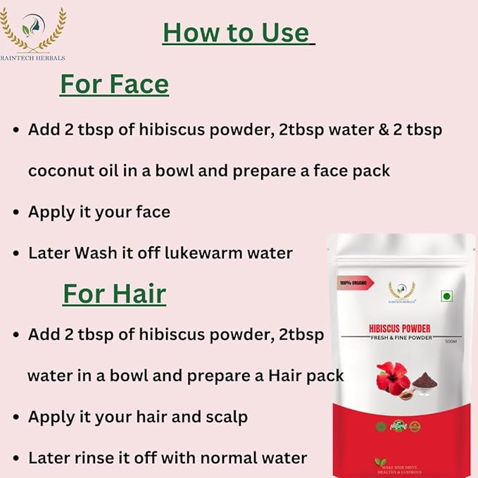 Raintech Natural Pure Indigo Leaf Powder for Hair Color - 100 gms