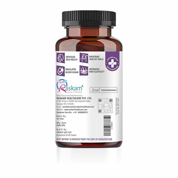 Raskam Biotin Tablets - 100 Tabs