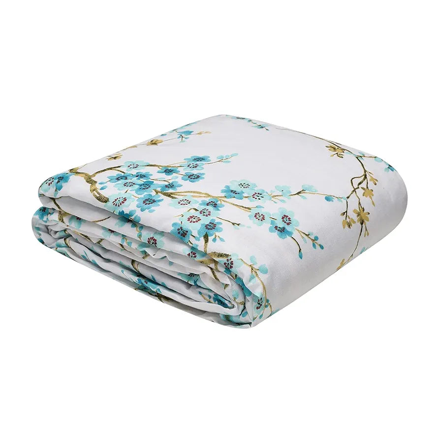 Trance Home Linen 150 GSM Pure Cotton Reversible Dohar Double Bed Size Ac Blanket Comforter Soft Light-Weight Bed Blanket Colour Akira Turquoise
