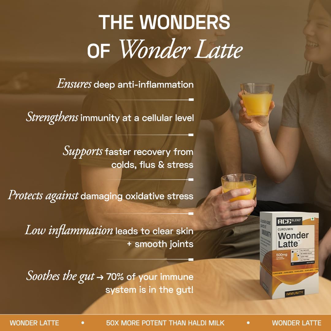 Ace Blend Curcumin WONDER LATTE | 5 Serves | Turmeric Extract | MCT powder | Bio Piperine | 100% Natural Cinnamon Flavour | High Immunity | Anti inflammation | Brain & Gut Health. Relish Cold/Hot