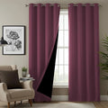 Urban Space 100% Blackout Curtains for Window 5 Feet Set of 2, Thermal Insulated Curtains with Eyelets and Tiebacks, Solid Curtain Mauve Colour