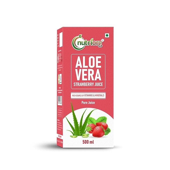 Nutriorg Aloe Vera Juice With Strawberry Flavor - 500 ml