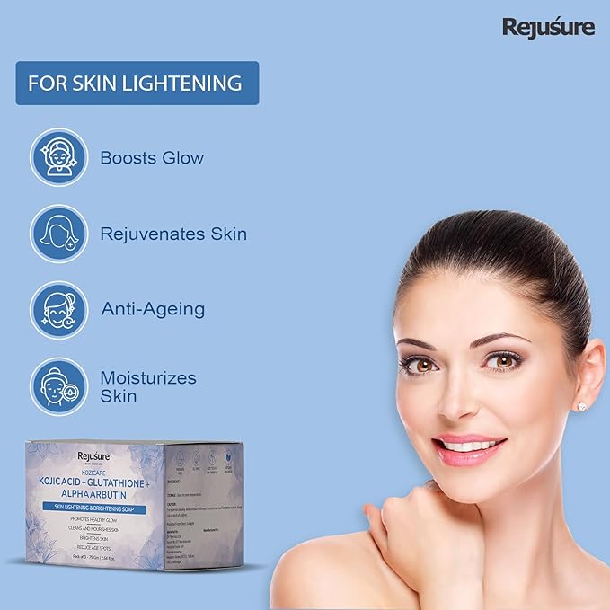 Rejusure Kojic Acid + Glutathione + Alpha Arbutin Soap - 75 Gms Each | Pack of 3