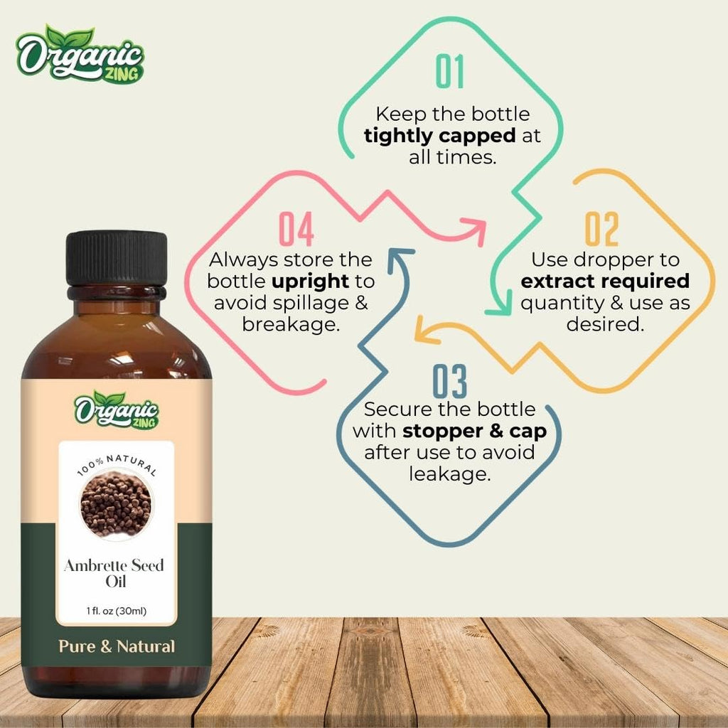 Organic Zing Ambrette Seed (Abelmoschus Moschatus) Oil | Carrier Oil for Skincare, Aroma & Diffusers - 30 Ml