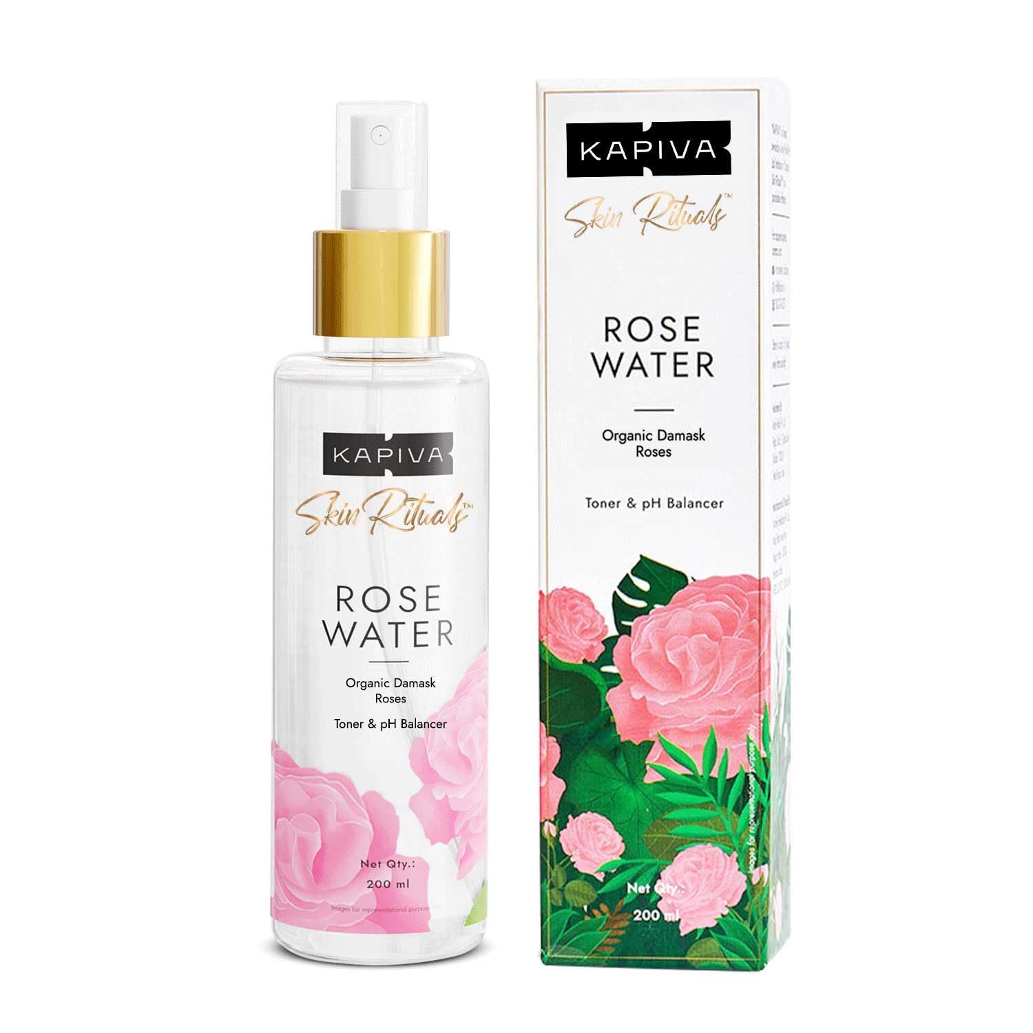 Kapiva Organic Rose Water/Gulab Jal Spray (200 Ml)|Premium Face Mist And Toner For Brighter And Hydrated Skin|Oil-Control, Unclog Pores