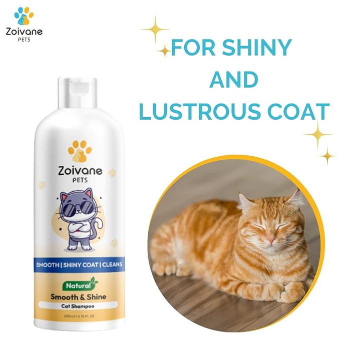 Zoivane Cat Shampoo Smooth and Shine - 300 Ml | Cat Accessories for Nourishing Hair and Shiny Body Wash | Pack of 1