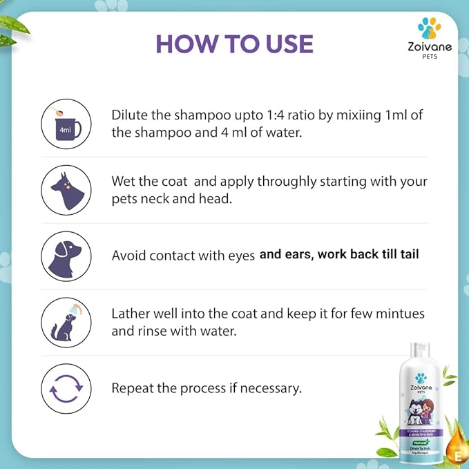 Zoivane Dog Shampoo | Ditch to Itch & Dog Anti Dandruff Shampoo 400 Ml | Pet Shampoo for Dogs | Pack of 1