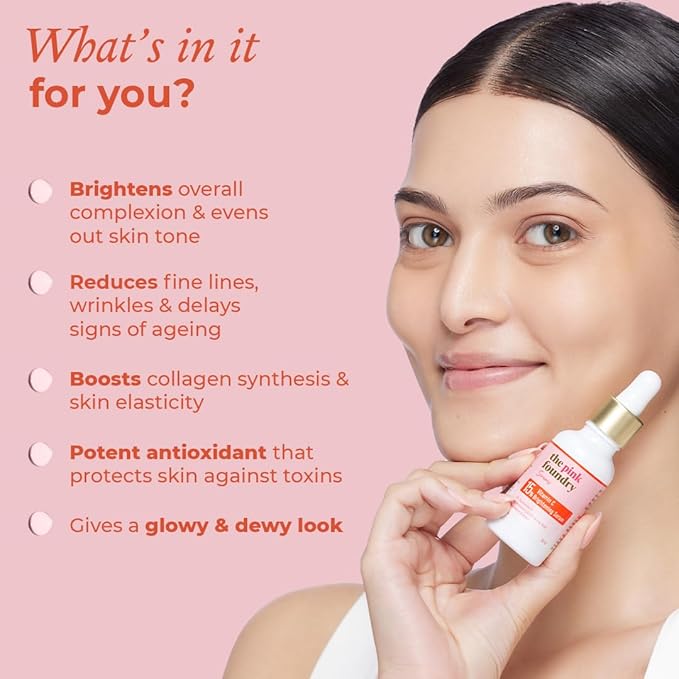 The Pink Foundry 15% Vitamin C Face Birghtening Serum for Glowing Skin - 30 Ml