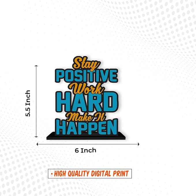 Artvibes Wooden Idols and Figurine Stay Positive Work Hard Quotes Table Decoration for Office Desk | Designer Home Decor