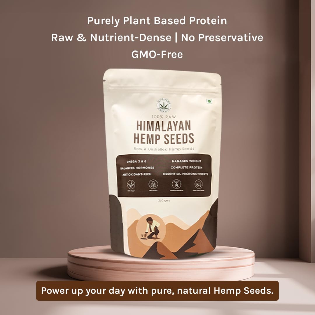 India Hemp Organics Hemp Seeds for Eating | 250g | Superfood Source of Omega 3 & 6 | High in Protein, Fibre | Keto Friendly | Gluten Free | Perfect for Smoothies, Salads, Baking |